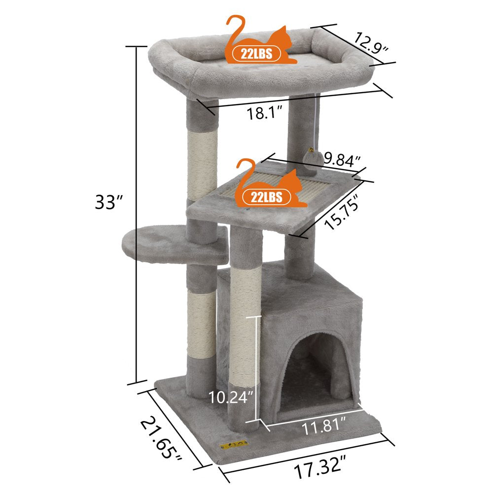 33In Cat Tree & Scratching Post Condo Tower with Dangling Ball