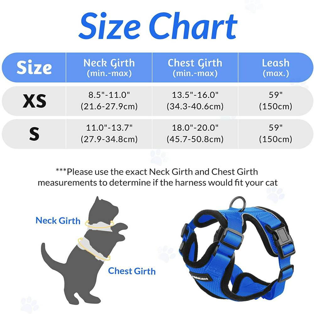 Blue Escape Proof Cat Harness and Leash & Vest