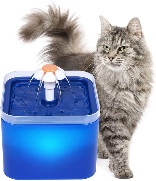 Blue LED Pet Automatic Cat Water Fountain