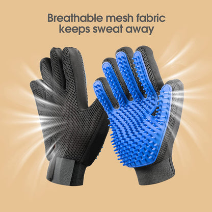 Blue Hair Remover Pet Grooming Gloves  