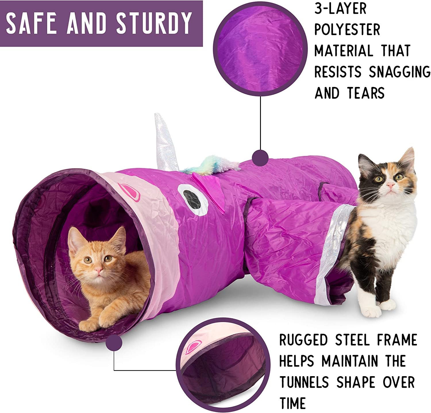 Multi Cat Tunnel Toy with Crinkle Feather String