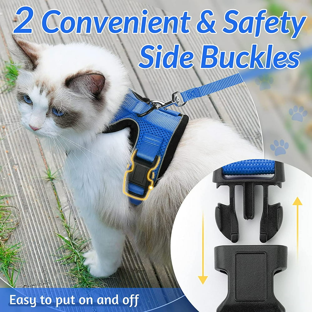 Blue Escape Proof Cat Harness and Leash & Vest 