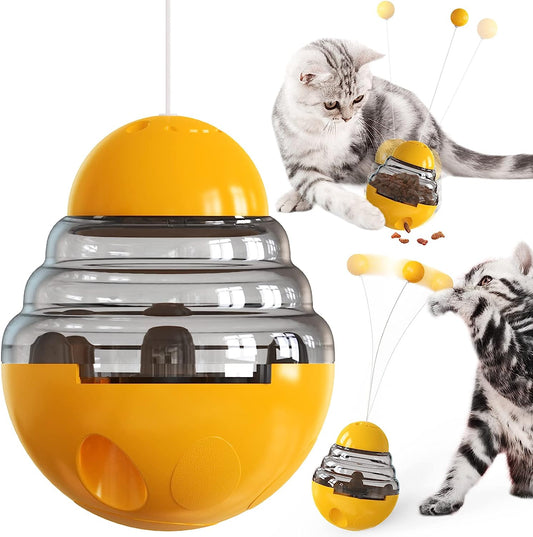 Cat Treat Dispenser Toys Interactive Kitten Puzzle Toy Infoor for Cats Kitten Food Dispensing Balls Kitty Feeding Puzzles Treats Feeder Ball Pet Birthday Gift T