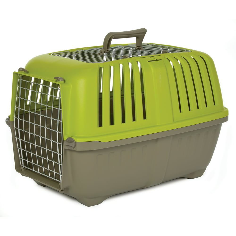 Green 2-Door Top Load Pet Carrier for Cat or Small Dog