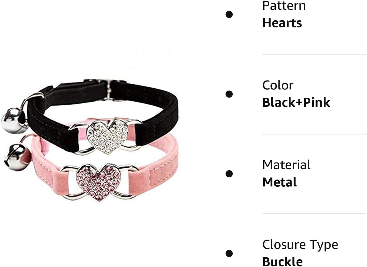 Pink & Black Soft Velvet Adjustable Cat Collar 