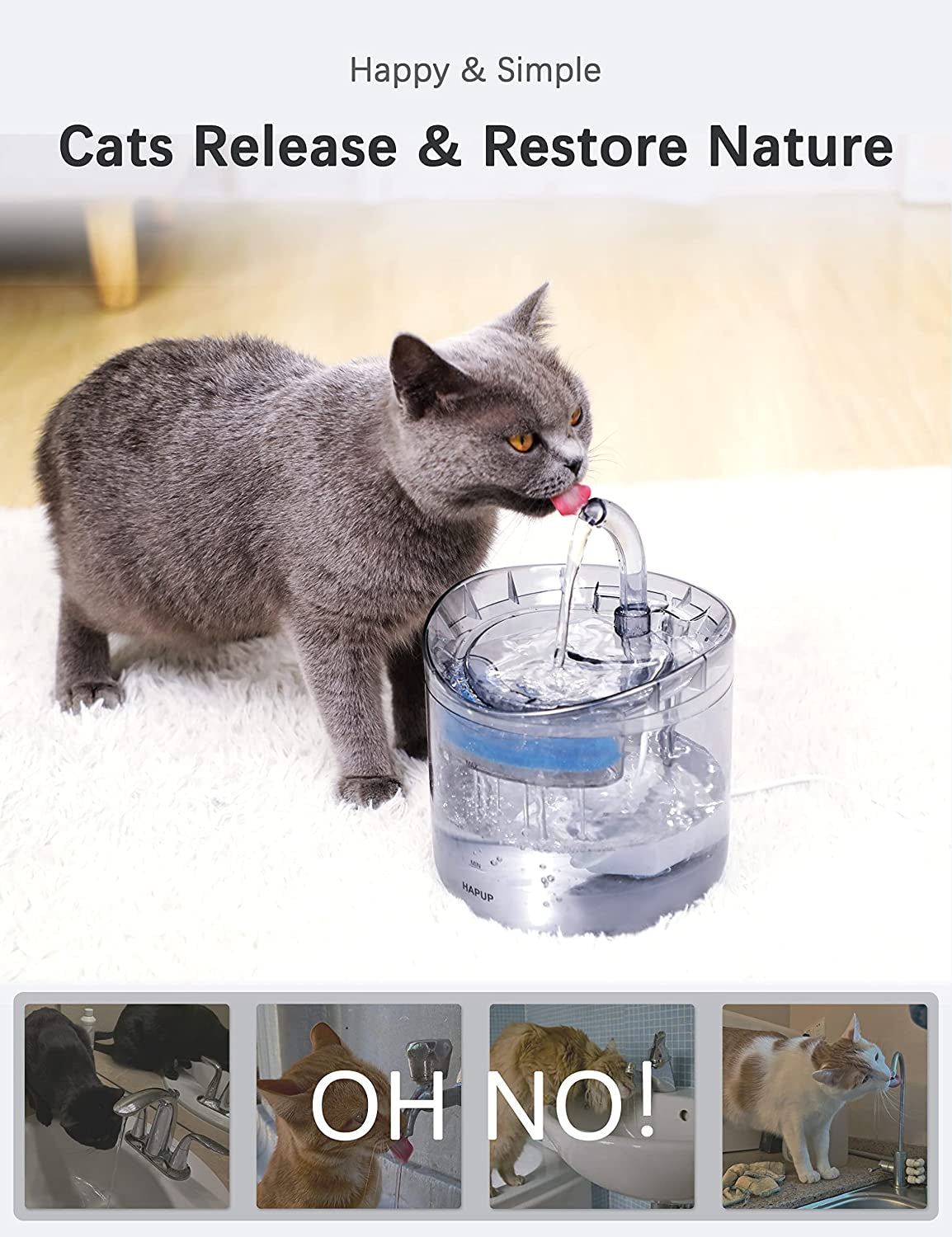 Cat Water Fountain with 2 Replacement Filters