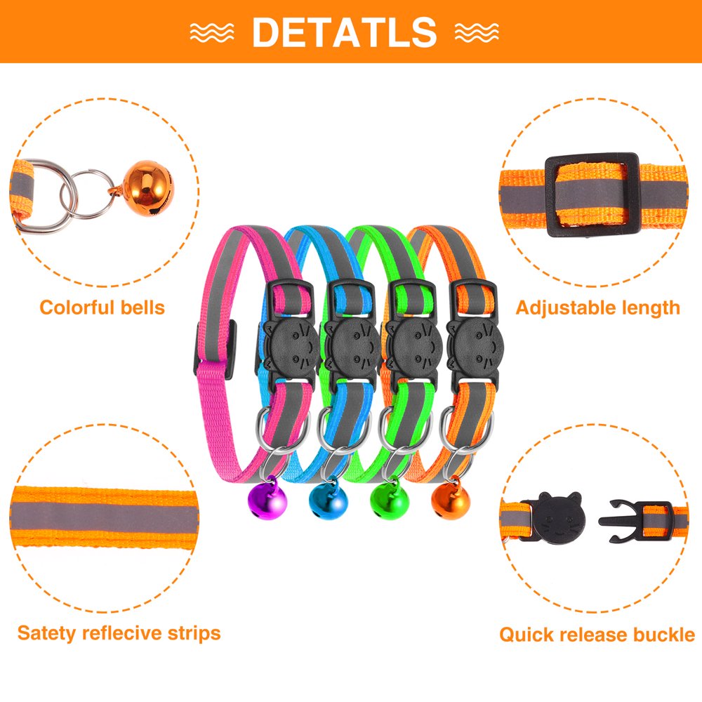 12 Pack Reflective Cat Collars with Bell