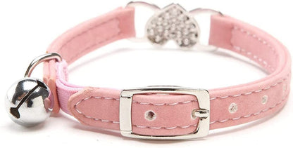 Pink & Black Soft Velvet Adjustable Cat Collar 