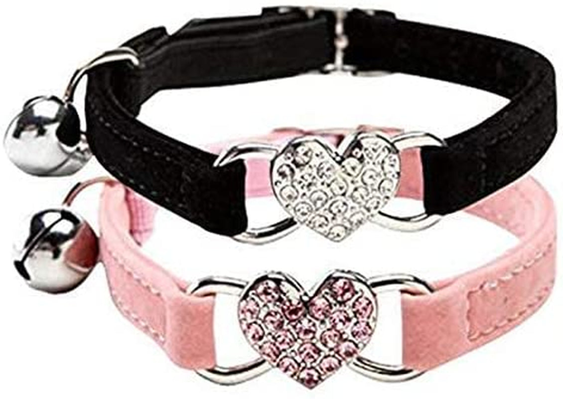 Pink & Black Soft Velvet Adjustable Cat Collar 