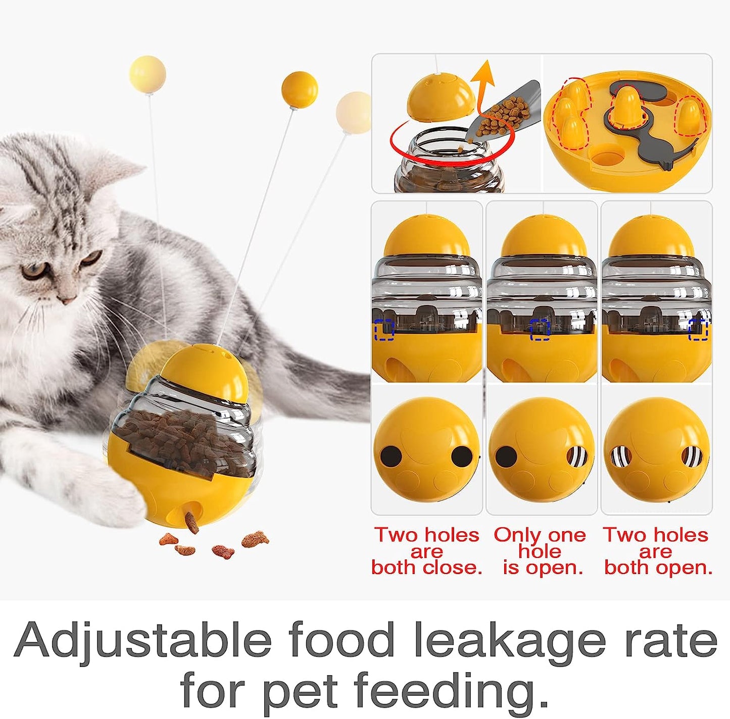 Cat Treat Dispenser Toys Interactive Kitten Puzzle Toy Infoor for Cats Kitten Food Dispensing Balls Kitty Feeding Puzzles Treats Feeder Ball Pet Birthday Gift T