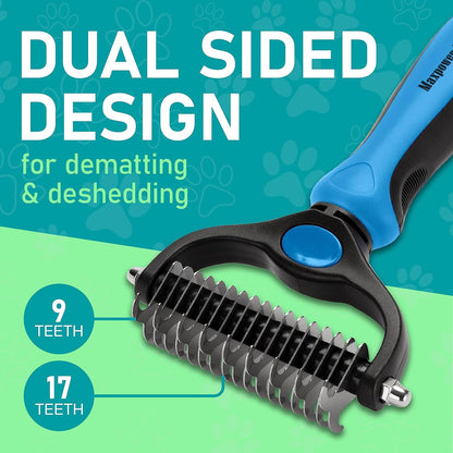 Blue Double-sided Pet Grooming Brush 