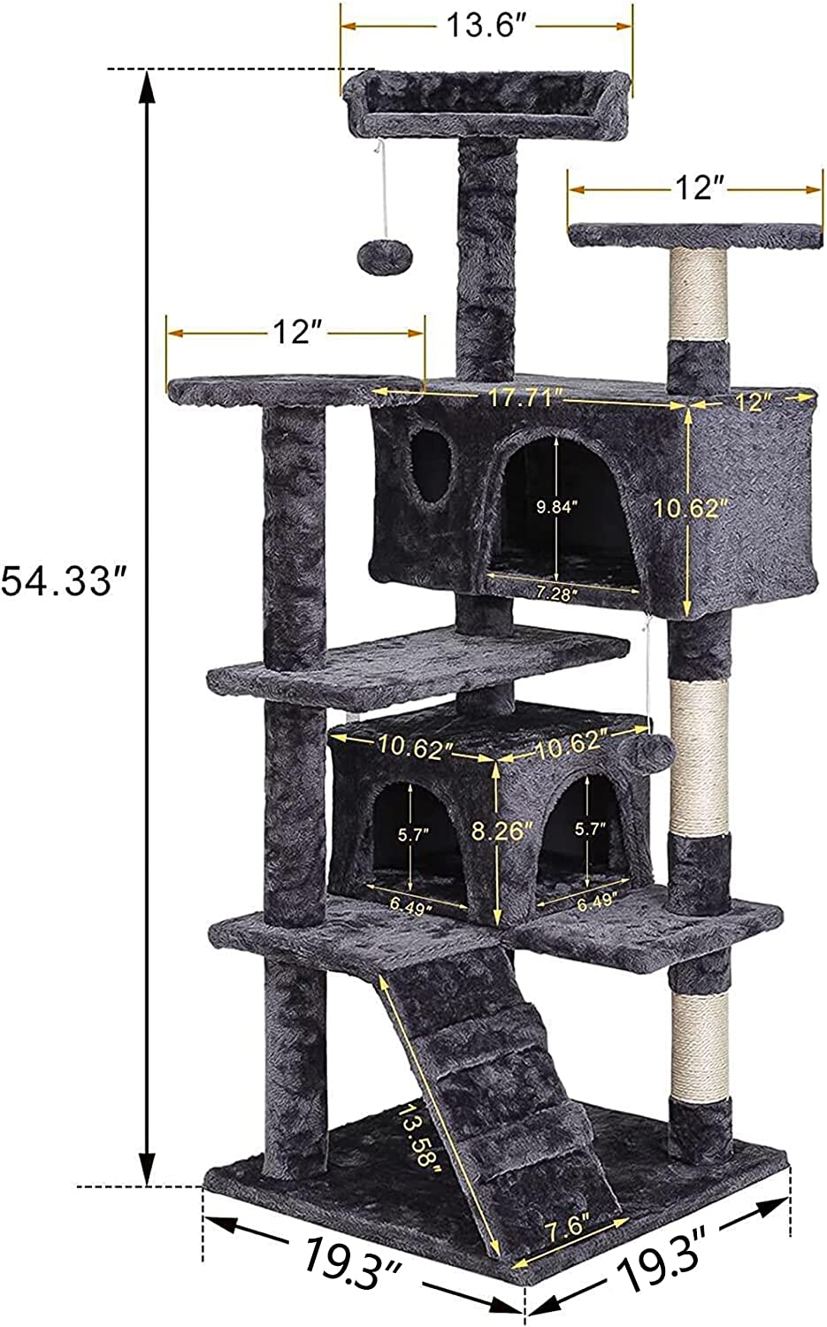 54in Cat Tree Tower Indoor Activity Center