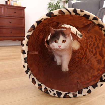 Leopard-print Collapsible Tunnel Cat Tube Toy