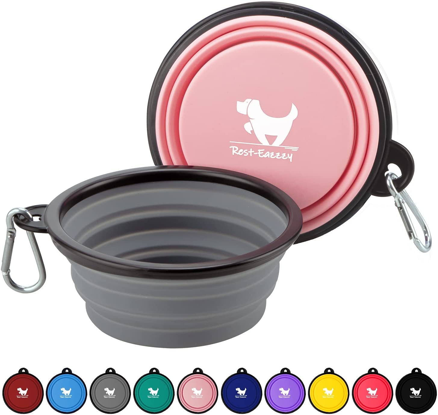 Pink & Grey Collapsible 2-Pack Cat Bowls for Travel