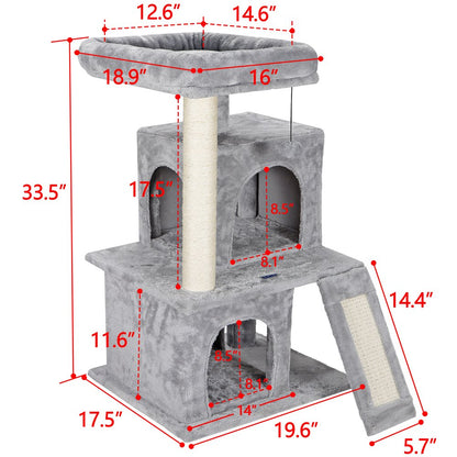 34" Cat Tree Condo & Scratching Post Play House