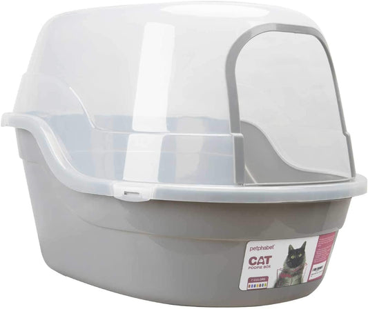 Jumbo Gray Hooded Cat Litter Box 