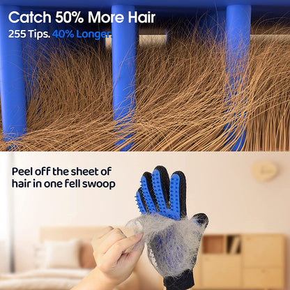 Blue Hair Remover Pet Grooming Gloves  