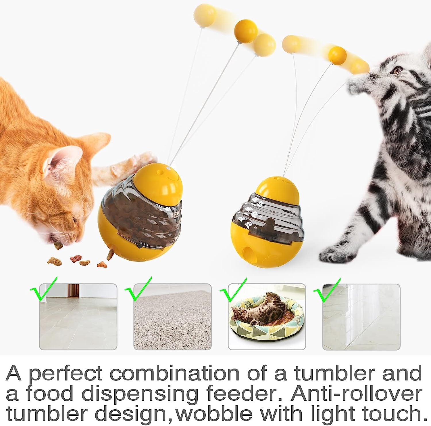 Cat Treat Dispenser Toys Interactive Kitten Puzzle Toy Infoor for Cats Kitten Food Dispensing Balls Kitty Feeding Puzzles Treats Feeder Ball Pet Birthday Gift T