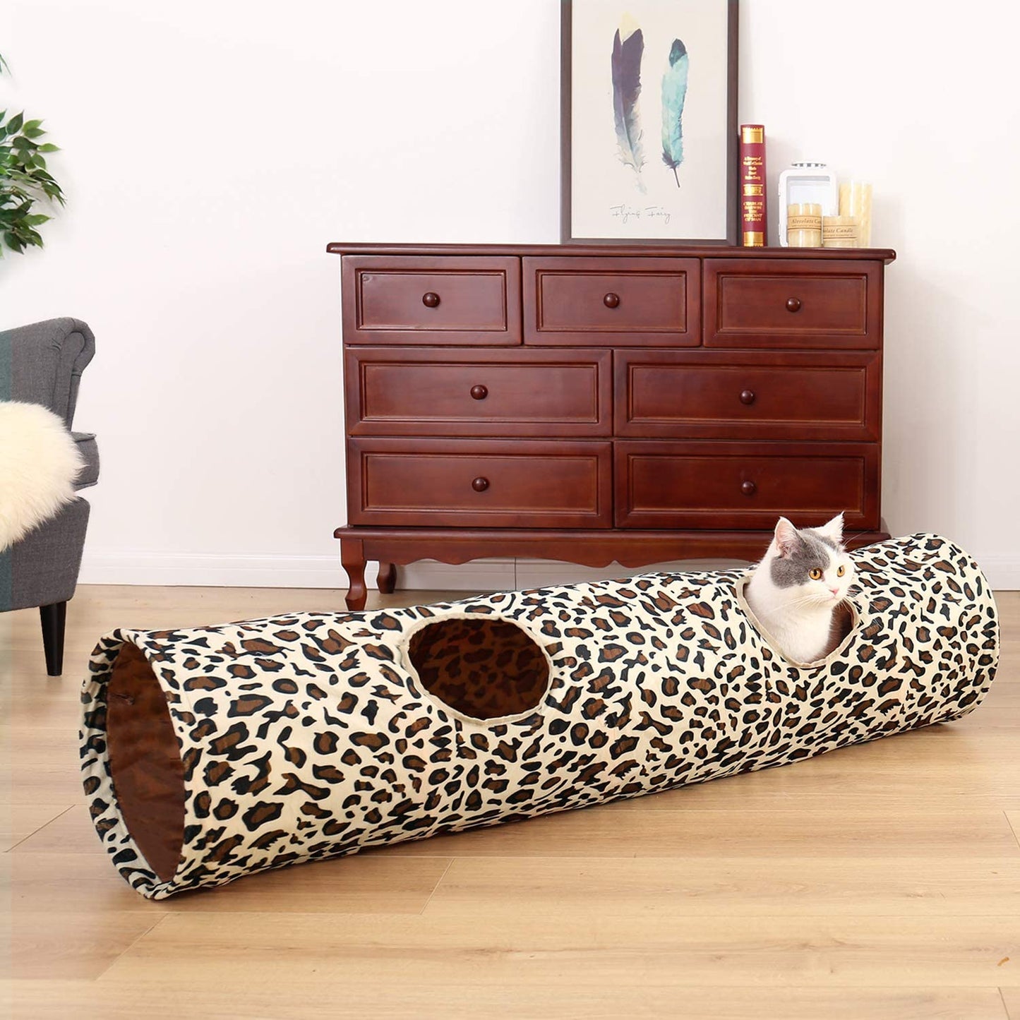 Leopard-print Collapsible Tunnel Cat Tube Toy