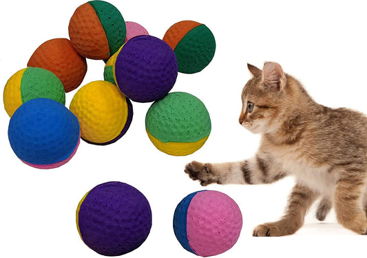 12 Pack Foam Sponge Balls Cat Toys-Noise Free