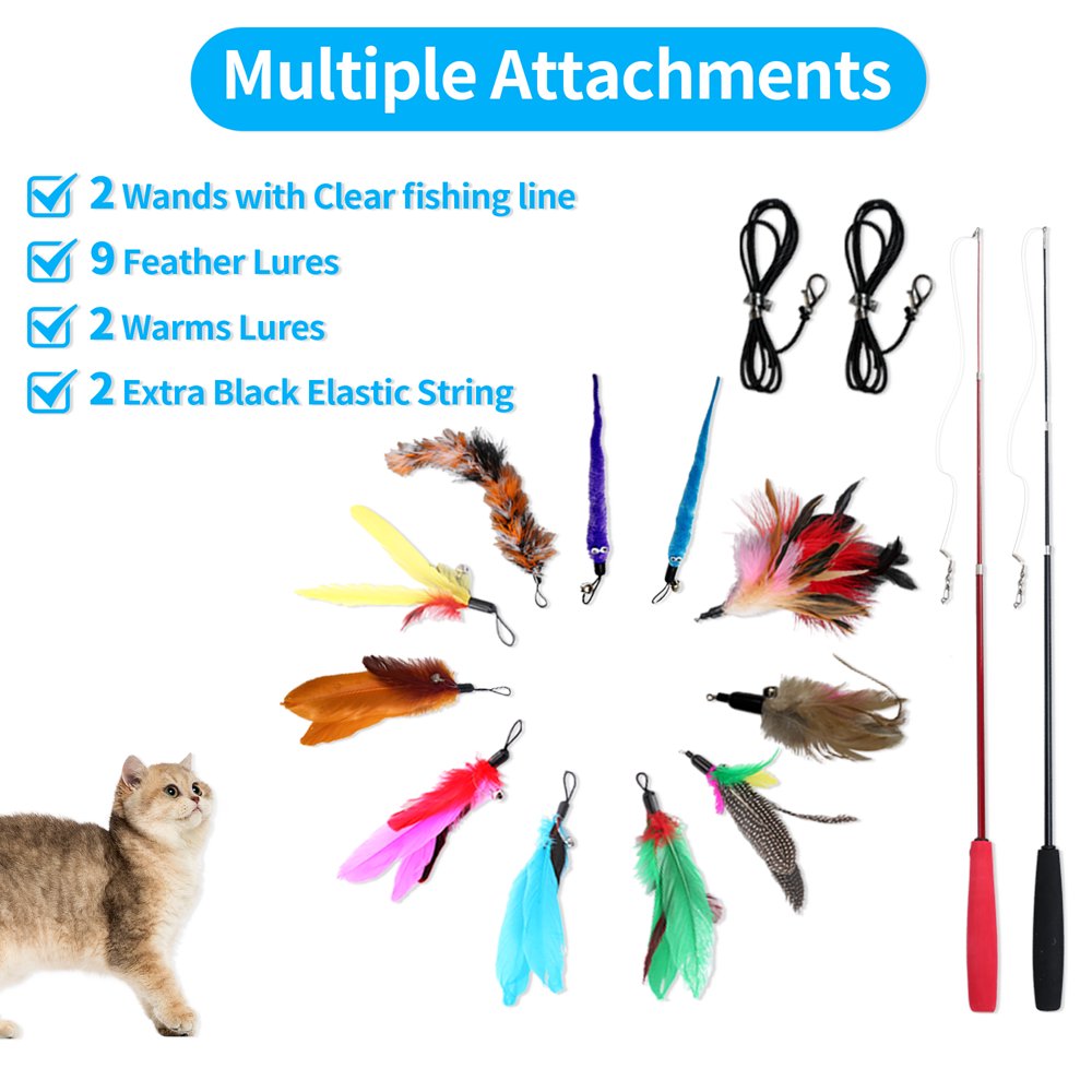 Indoor Cat Feather Teaser Toy With Bells 