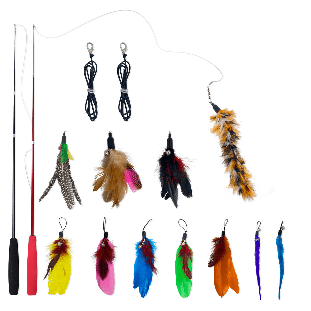 Indoor Cat Feather Teaser Toy With Bells 