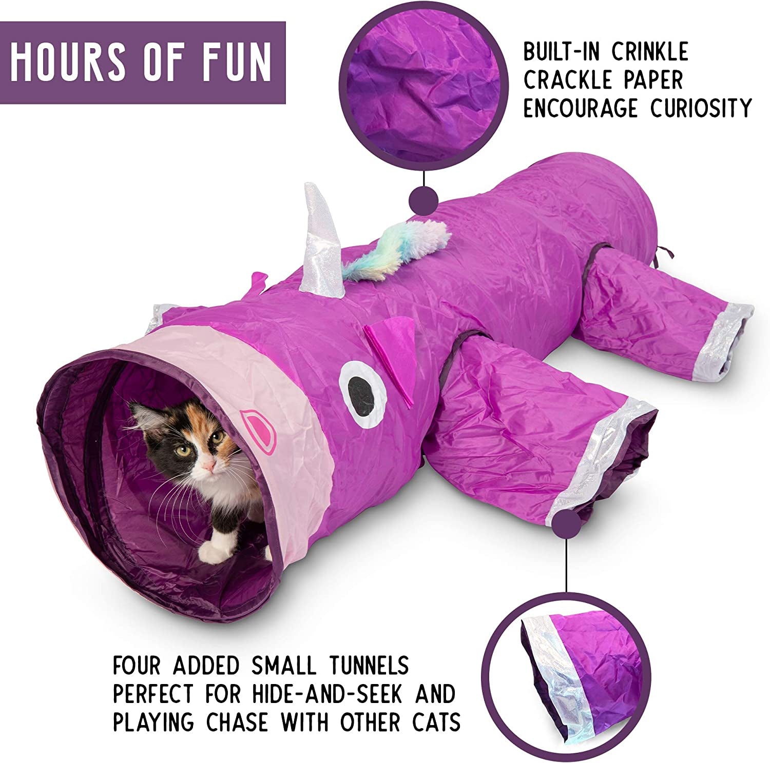 Multi Cat Tunnel Toy with Crinkle Feather String