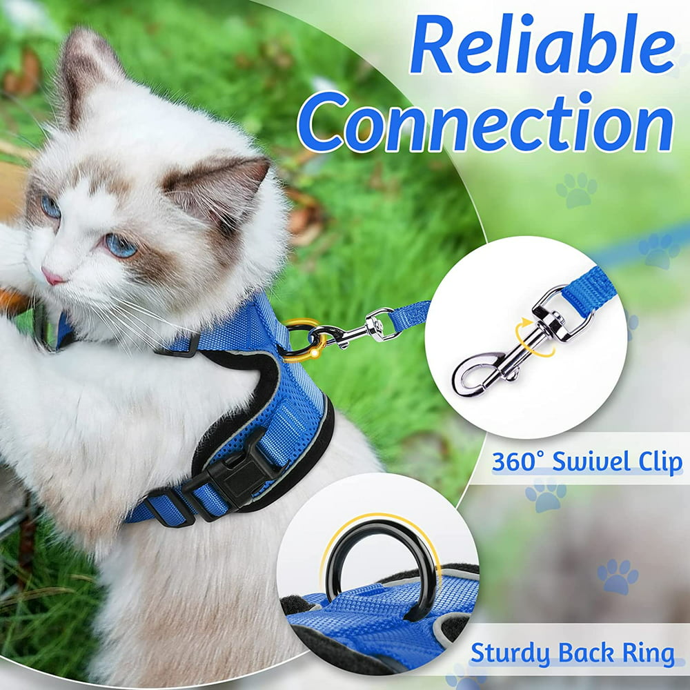 Blue Escape Proof Cat Harness and Leash & Vest 