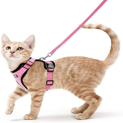 Pink Escape Proof Cat Harness, Leash & Vest