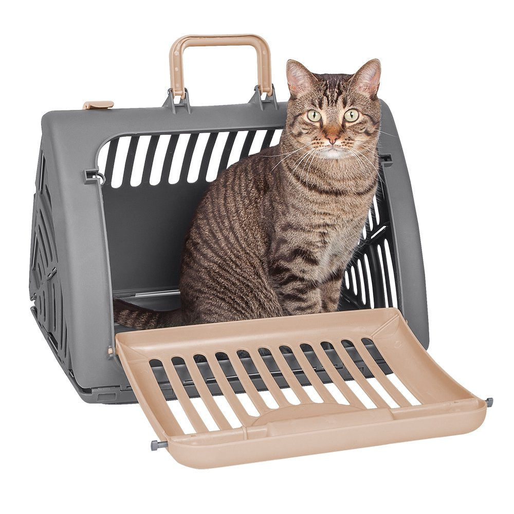 Foldable Plastic Travel Cat Carrier up to 25 Lbs.