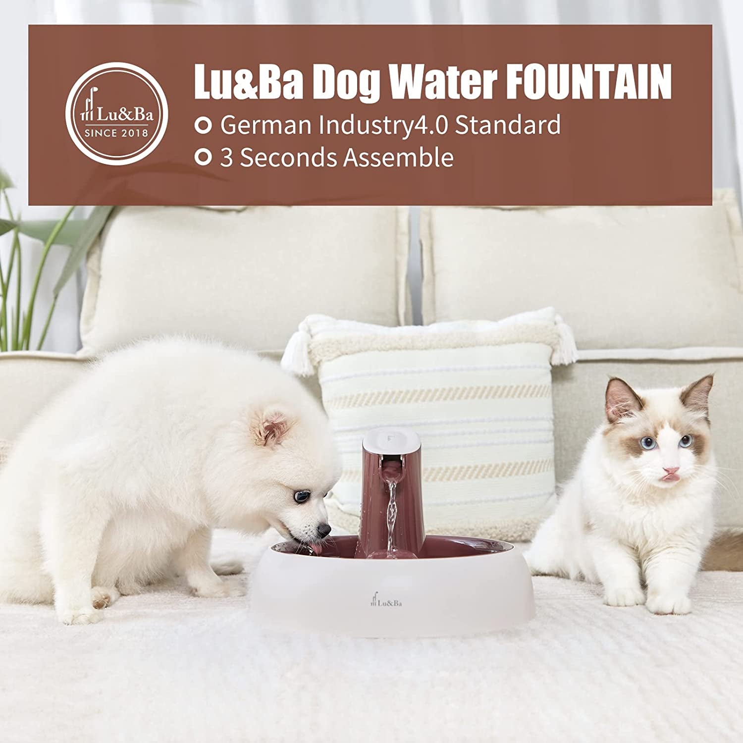 Automatic Pink Cat Water Fountain with Adjustable Water Flow Setting 